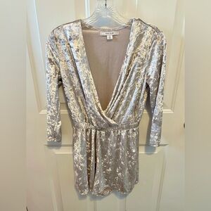 Adam Levine silver velvet long sleeved romper